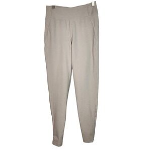 HALARA 7/8 Pants Womens XS Beige Herringbone Pull On High Rise Tapered Ankle
